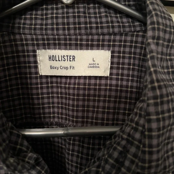 Hollister Men's Gray Plaid Button Down Shirt - Picture 2 of 3